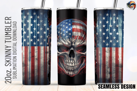 4th July Patriotic American Flag Skull Graphics & Crafts