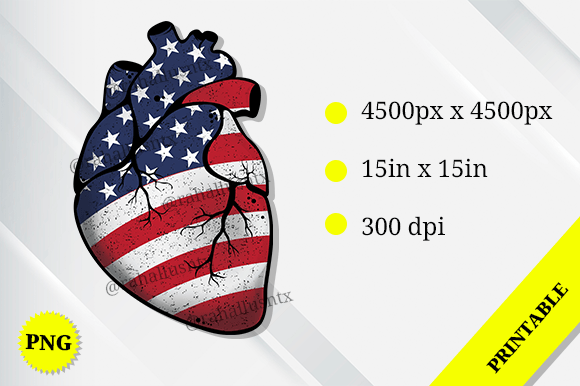 America Heart Flag Graphics for Crafts
