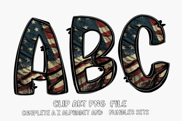 American Flag Alphabet Doodle