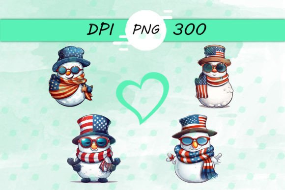 American Flag with Cute Snowman Sticker
