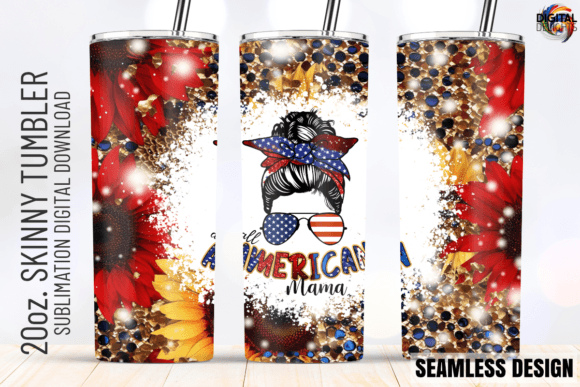 American Mama Leopard US Flag Sunflower: Graphics & Crafts for Branding