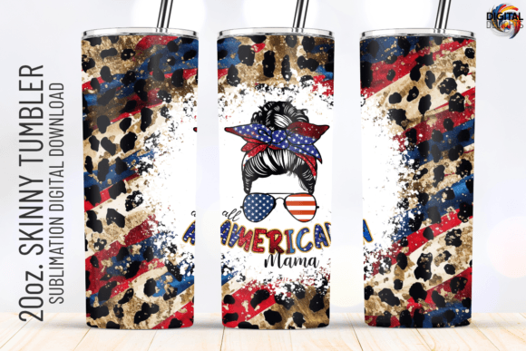 American Mama Leopard US Flag Tumbler Graphics & Crafts