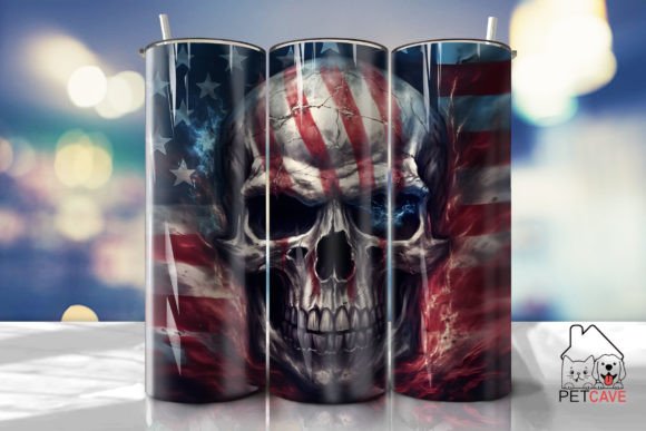 American Skull Flag Tumbler: Graphics and Crafts for Digital Selling