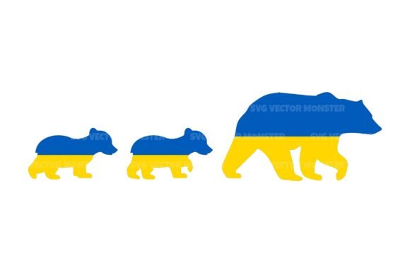 Bear Cubs Ukrainian Flag Svg Cut File