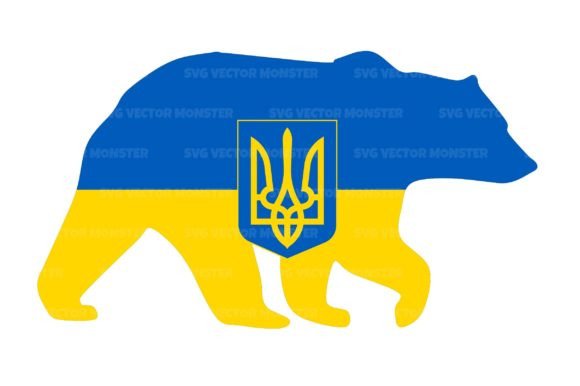 Bear Tryzub Ukrainian Flag Svg Cut File