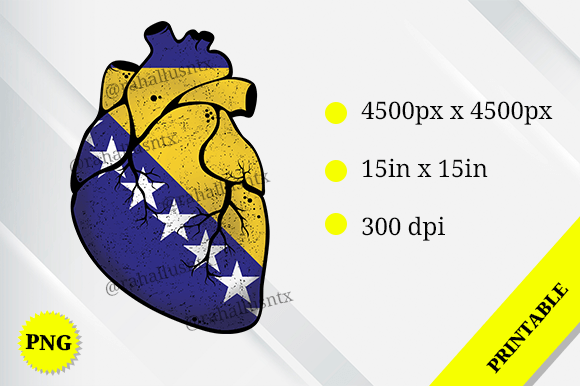 Bosnia and Herzegovina Heart Flag: Graphics for Crafts