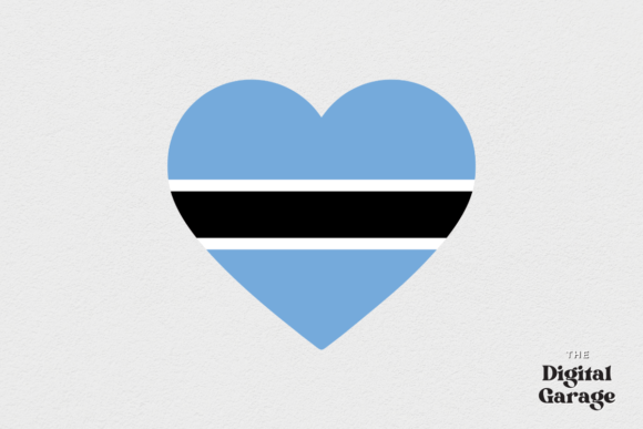 Botswana Heart Flag, SVG PNG for Crafts and Graphics