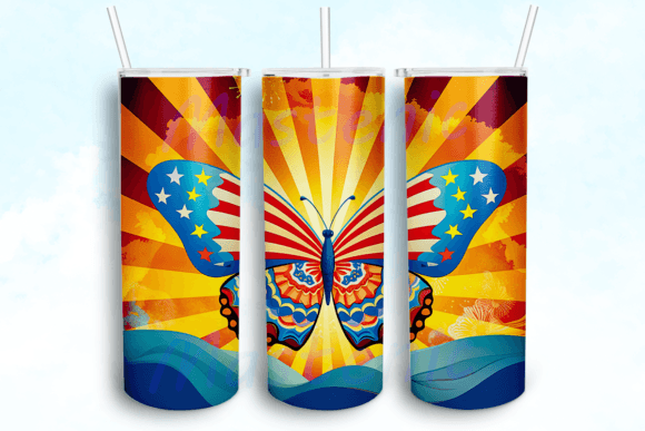 Butterfly with Flag on It 20oz Tumbler Graphics and Crafts