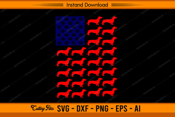 Dachshund Dog Us Flag Graphics Crafts
