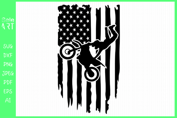 Dirt Bike Distressed Flag Graphics and Crafts