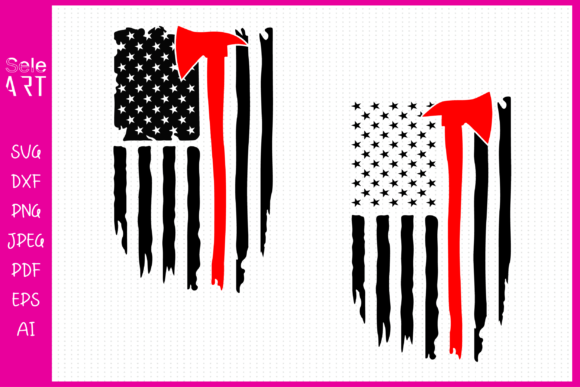 Distressed Firefighter Flag Graphics and Crafts