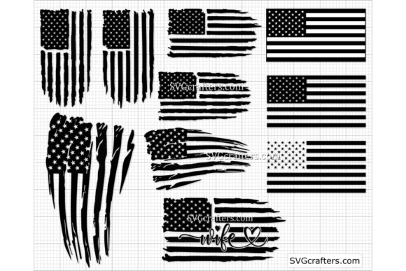 Distressed Flag Bundle: Graphics for Crafts & Small Business