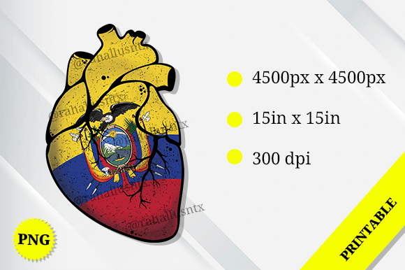 Ecuador Heart Flag: Graphics for Crafts & Sales