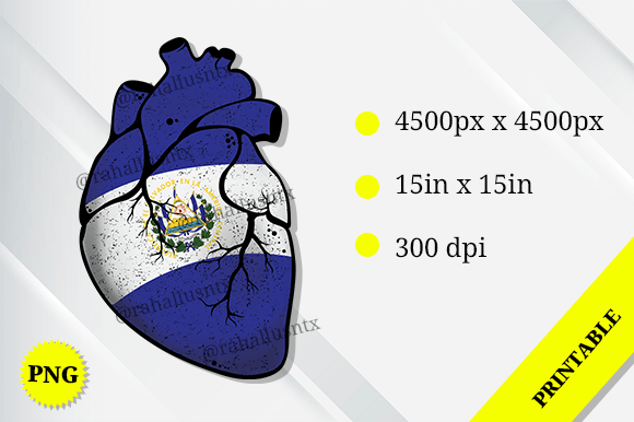El Salvador Heart Flag Graphics for Crafts