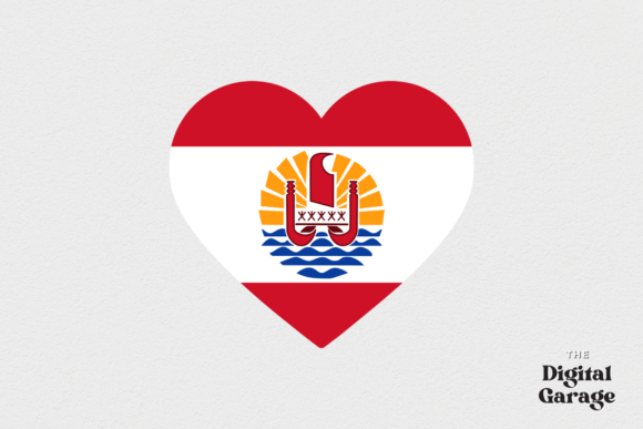 French Polynesia Heart Flag, SVG PNG