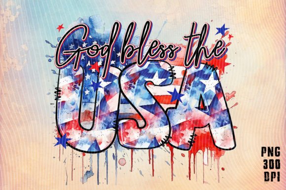 God Bless the USA Flag 4h of July Png Graphics