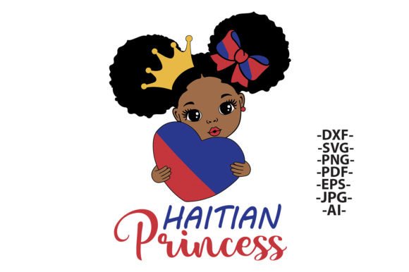 Haiti Flag, Black Princess Girl SVG