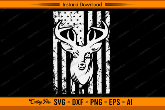 Hunting Deer Skull Flag Graphics for Crafts