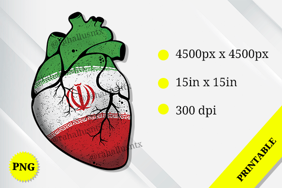 Iran Heart Flag: Graphics for Crafts & Gifts