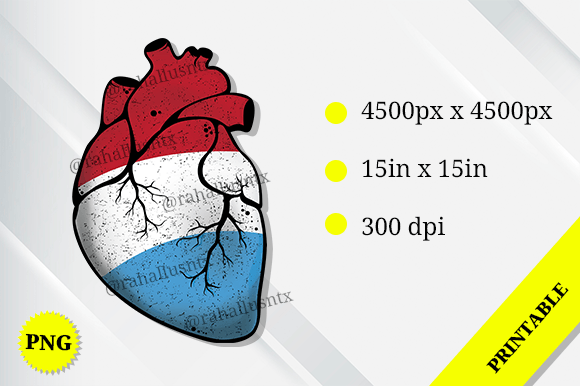 Luxembourg Heart Flag Graphics for Crafts