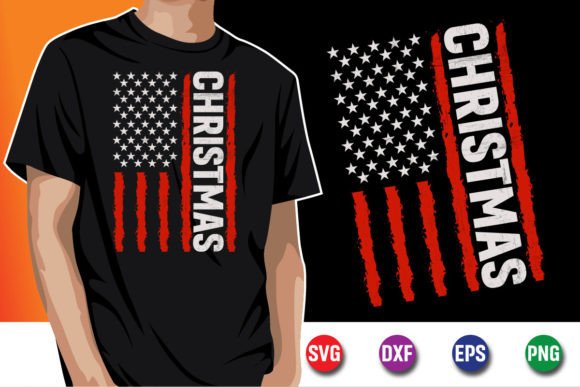 Merry Christmas American Flag Graphics and Crafts