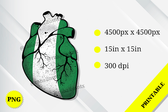 Nigeria Heart Flag: Graphics for Crafts