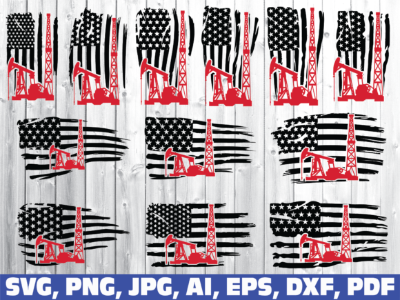 Oilfield Flag Worker Graphics for Crafts