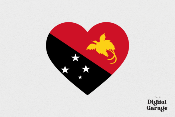 Papua New Guinea Heart Flag, SVG PNG