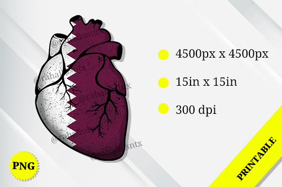 Qatar Heart Flag: Graphics for Crafts & Sales