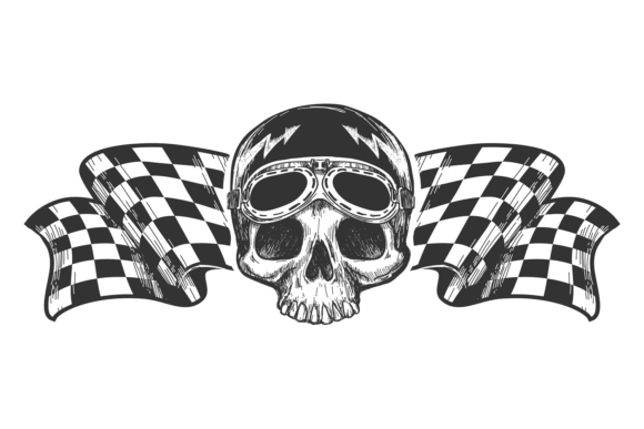 Racer Skull on Finish Flag. Dangerous Ra Graphics