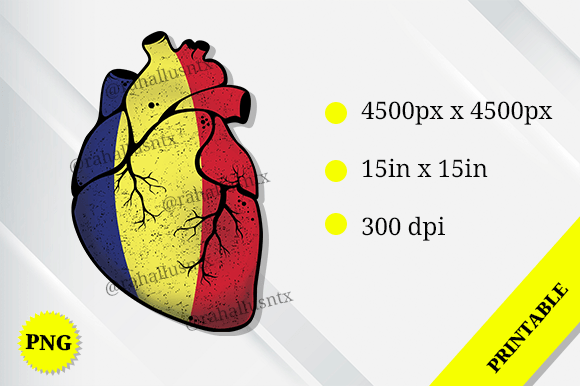 Romania Heart Flag: Graphics for Crafts