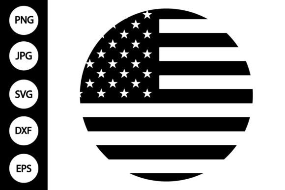 Round United States Flag SVG for Graphics and Crafts