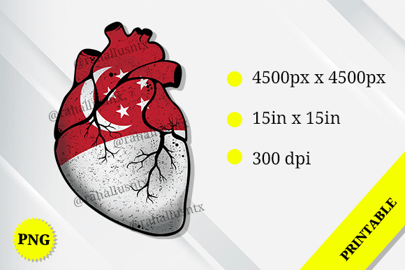 Singapore Heart Flag: Graphics for Crafts & Branding