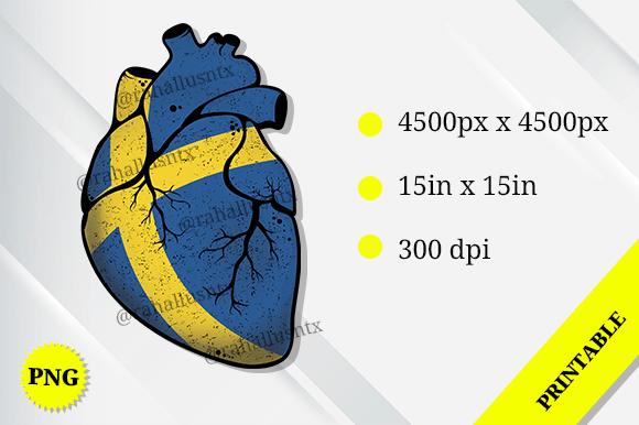 Sweden Heart Flag: Graphics for Crafts & Business