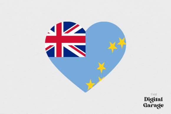 Tuvalu Heart Flag, SVG PNG for Crafts & Graphics