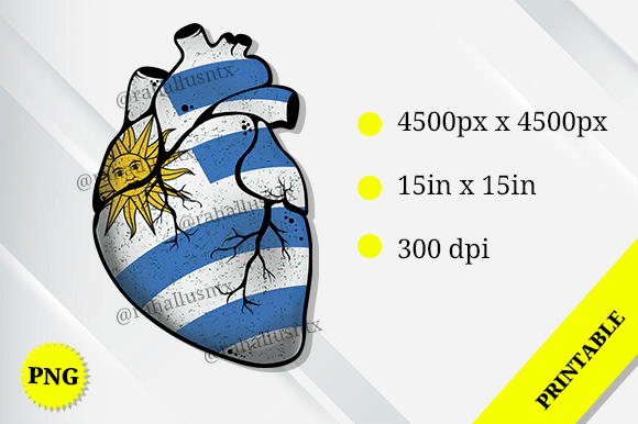 Uruguay Heart Flag Graphics for Crafts Projects