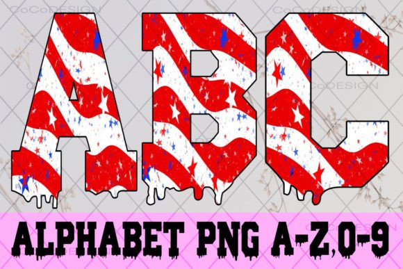 USA Flag Alphabet Font: Graphics for Crafts & Content