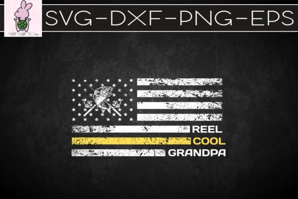 USA Flag Reel Cool Grandpa Funny Fishing Graphics