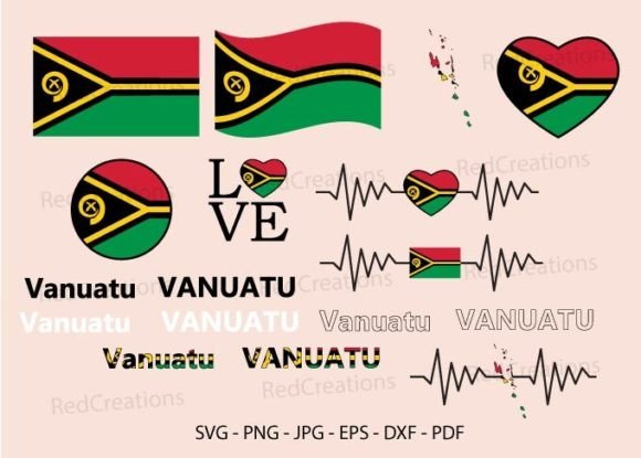 Vanuatu Flag Svg, Waving, Text, Love