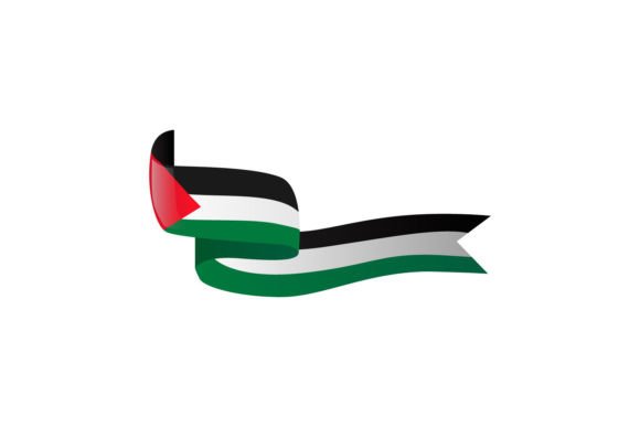 Wavy Banner Palestine Flag