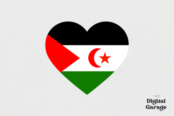 Western Sahara Heart Flag, SVG PNG